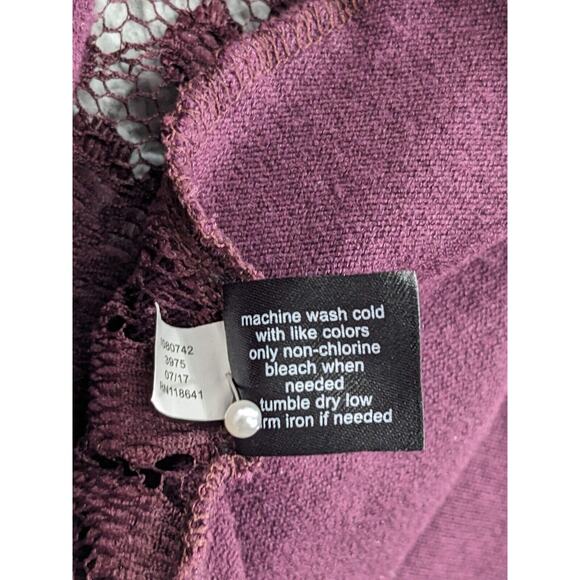 Lane Bryant Light Open Cardigan Women 22/24 Purple Knit 3/4 Sleeve Lace Back T32 - Picture 13 of 16